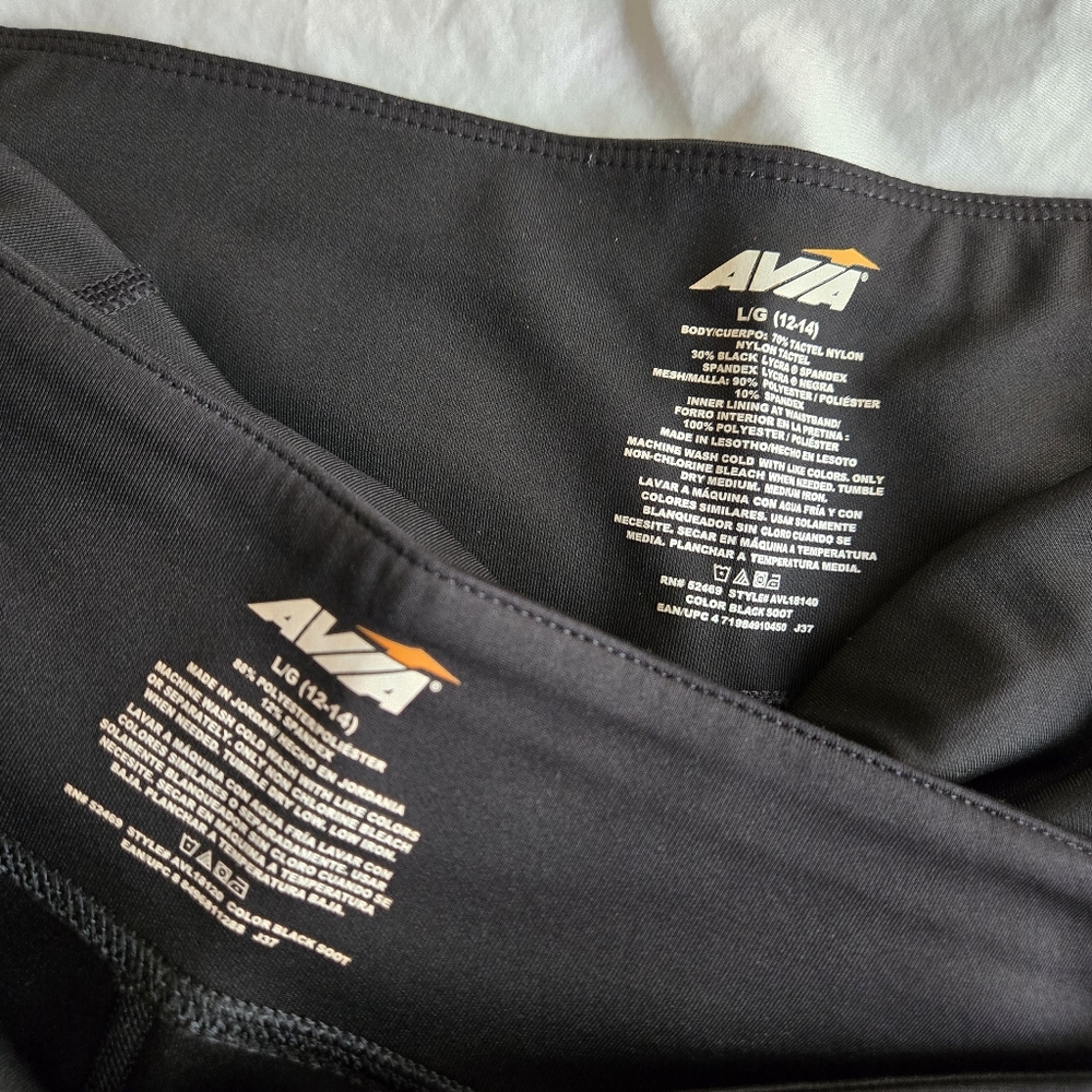 Avia Two Black Moto and Mesh Insert Black Cropped Leggings EB2 - Picture 6 of 10